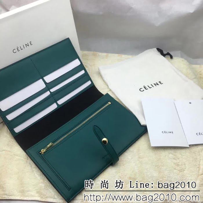 CELINE賽琳原單 專櫃 手掌紋牛皮搭扣拼色錢夾 4148 SL1683